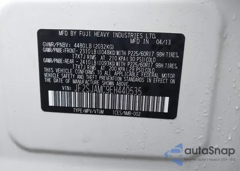 2014 Subaru Forester 2.5I Touring z USA, uszkodzony, nr VIN JF2SJAMC9EH440535